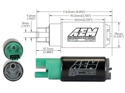 AEM 50-1220 - 340LPH 65mm Fuel Pump Kit w/o Mounting Hooks - Ethanol Compatible