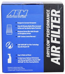 AEM Induction 21-2031D-HK - AEM Dryflow 3in. X 5in. Round Tapered Air Filter