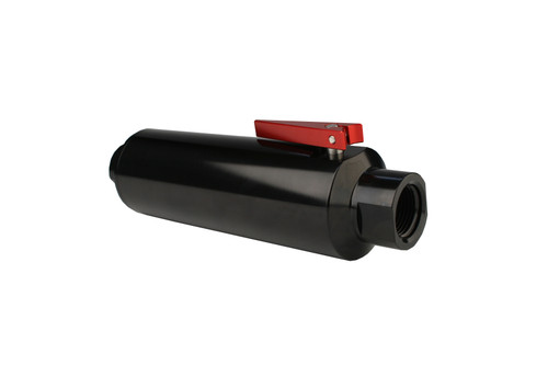 Aeromotive 12332 - In-Line AN-12 Filter w/Shutoff Valve 100 Micron SS Element - Black Anodize Finish