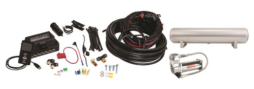 Air Lift 27687 - Performance 3P .375in Air Line, 4 Gallon 5-Port Lightweight Raw Aluminum Tank, VIAIR 444C Compressor