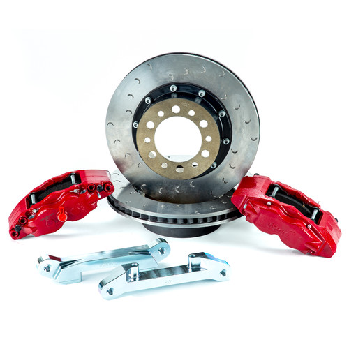 Alcon BKR5059D16 - 2007+ Jeep JK w/ 5x5.5in Hub 355x22mm Rotor 4-Piston Calipers Rear Brake Upgrade Kit - Red