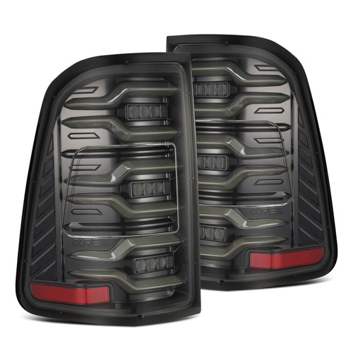 AlphaRex 640030 - 19-21 Dodge Ram 1500 Luxx-Series LED Tail Lights Alpha-Black w/Activ Light/Seq Signal
