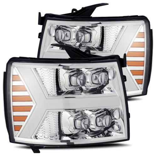 AlphaRex 880207 - 07-13 Chevy 1500HD NOVA LED Proj Headlights Plank Style Chrm w/Activ Light/Seq Signal