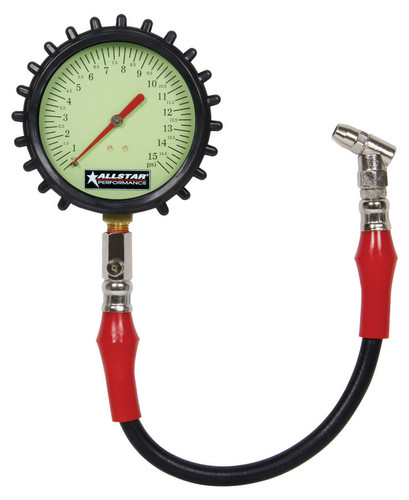 AllStar Performance ALL44046 - Tire Pressure Gauge 0-15 PSI 4in Glow