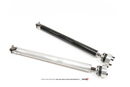 AMS ALP.28.03.0001-1 - INFINITI Q60+Q50 Red Alpha Carbon Fiber & Aluminum AWD Driveshafts - Aluminum