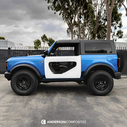 Anderson Composites AC-DD21FDBR2D-HA-PC - 21-22 Ford Bronco 2DR Fiberglass Doors (Pair) w/ CF Inserts - Off Road