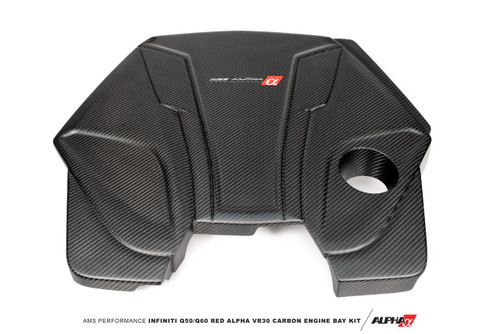 AMS ALP.28.06.0001-1 - Performance Infiniti Q50 / Q60 Red Alpha Matte Carbon Engine Cover