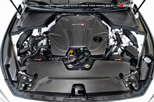 AMS ALP.28.06.0001-1 - Performance Infiniti Q50 / Q60 Red Alpha Matte Carbon Engine Cover