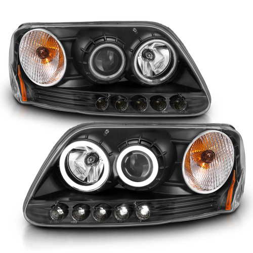 Anzo 111097 - 1997-2003 Ford F-150 Projector Headlights w/ Halo Black (CCFL)