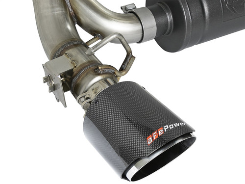 aFe Power 49-33104-C - Takeda 3in 304 SS Axle-Back Exhaust System w/ Carbon Fiber Tips 16-18 Ford Focus RS I4-2.3L (t)