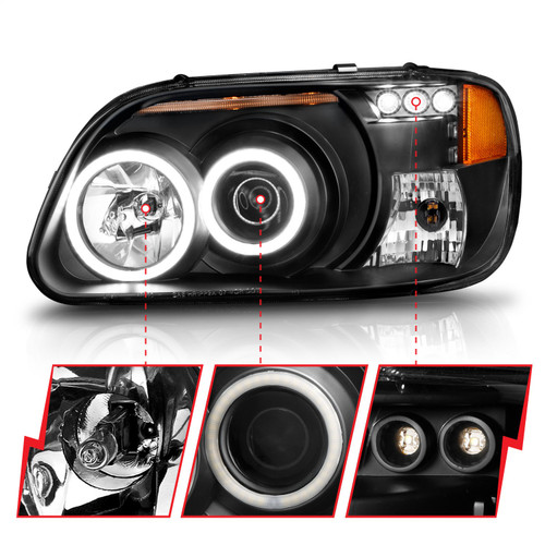 Anzo 111132 - 1995-2001 Ford Explorer Projector Headlights w/ Halo Black 1 pc Anzo 111132 - 1995-2001 Ford Explorer Projector Headlights w/ Halo Black 1 pc