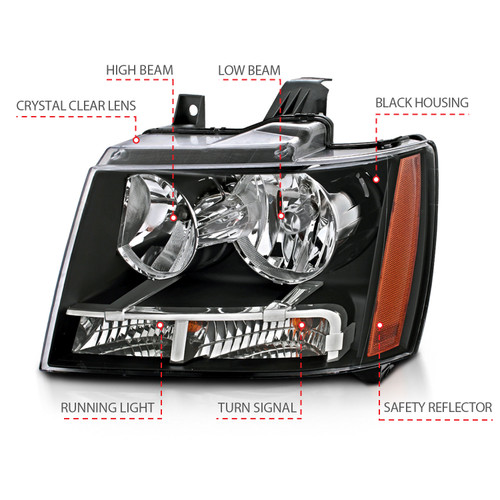 Anzo 111392 - 2007-2014 Chevrolet Tahoe/Suburban Crystal Headlights Black Anzo 111392 - 2007-2014 Chevrolet Tahoe/Suburban Crystal Headlights Black