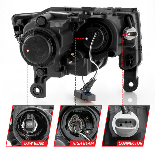 Anzo 111419 - 2017-2018 Jeep Grand Cherokee Projector Headlights w/ Plank Style Switchback - Chrome w/ Amber