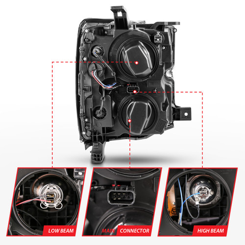 Anzo 111360 - 2015-2016 Chevrolet Silverado Projector Headlights w/ Plank Style Design Chrome w/ Amber