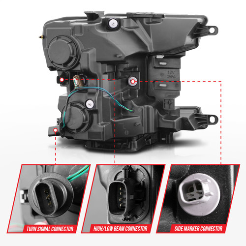 Anzo 111509 - 2018-2020 Ford F-150 Projector Headlight w/ Plank Style Switchback Black Housing