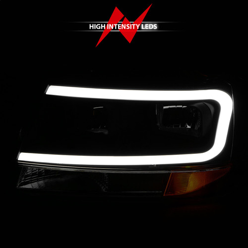 Anzo 111537 - 99-04 Jeep Grand Cherokee Crystal Headlights - w/ Light Bar Black Housing