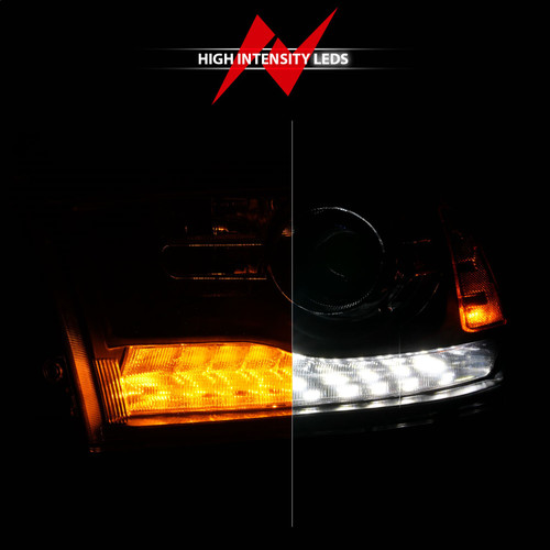 Anzo 111609 - 09-18 Dodge Ram 1500/2500/3500 LED Plank Style Headlights Switchback + Sequential - Matte Black