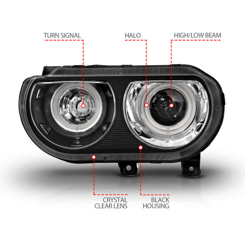 Anzo 121308 - 2008-2014 Dodge Challenger Projector Headlights w/ Halo Black (CCFL) Anzo 121308 - 2008-2014 Dodge Challenger Projector Headlights w/ Halo Black (CCFL)