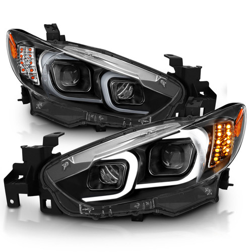 Anzo 121516 - 2014-2015 Mazda 6 Projector Headlights w/ Plank Style Design Black