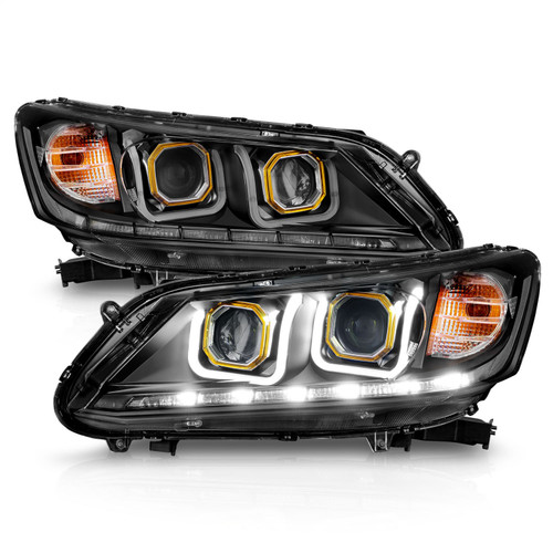 Anzo 121492 - 2013-2015 Honda Accord Projector Headlights w/ U-Bar Black