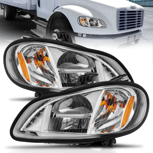 Anzo 131031 - 2002-2014 Freightliner M2 LED Crystal Headlights Chrome Housing w/ Clear Lens (Pair)