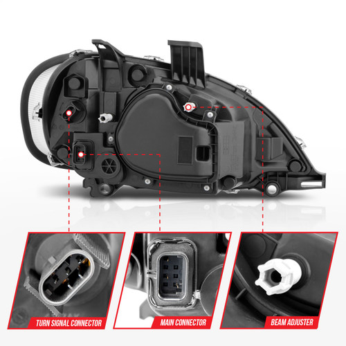 Anzo 131031 - 2002-2014 Freightliner M2 LED Crystal Headlights Chrome Housing w/ Clear Lens (Pair)