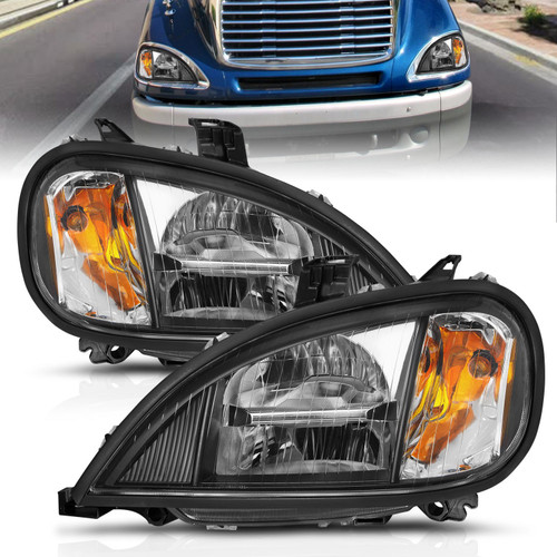 Anzo 131028 - 1996-2013 Freightliner Columbia LED Crystal Headlights Black Housing w/ Clear Lens (Pair)