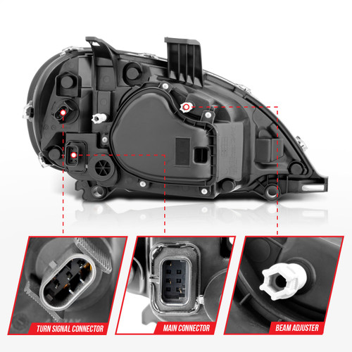 Anzo 131028 - 1996-2013 Freightliner Columbia LED Crystal Headlights Black Housing w/ Clear Lens (Pair)