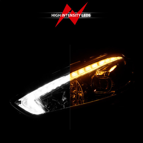 Anzo 121564 - 15-18 Ford Focus Projector Headlights - w/ Light Bar Switchback Black Housing