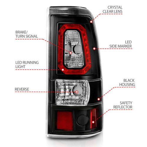 Anzo 311324 - 1999-2002 Chevy Silverado 1500 LED Taillights Plank Style Black w/Clear Lens Anzo 311324 - 1999-2002 Chevy Silverado 1500 LED Taillights Plank Style Black w/Clear Lens