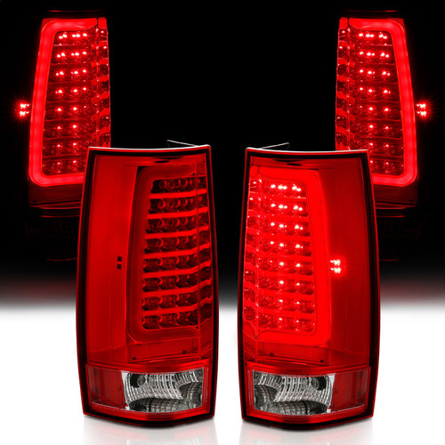 Anzo 311323 - 2007-2014 Chevy Tahoe LED Taillight Plank Style Chrome With Red/Clear Lens