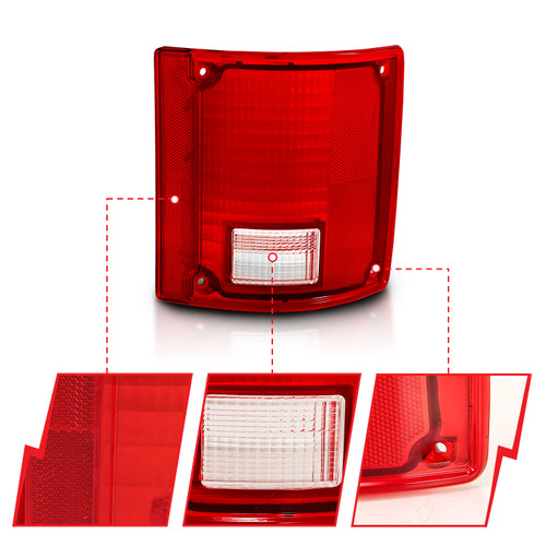 Anzo 311317 - 1978-1991 Chevy Blazer Taillight Red/Clear Lens w/o Chrome Trim Fleetside (OE Replacement)