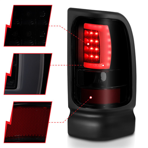 Anzo 311340 - 1994-2001 Dodge Ram 1500 LED Taillights Plank Style Black w/Smoke Lens Anzo 311340 - 1994-2001 Dodge Ram 1500 LED Taillights Plank Style Black w/Smoke Lens