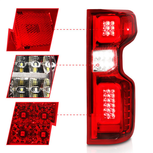 Anzo 311419 - 19-21 Chevy Silverado Work Truck Full LED Tailights Chrome Housing Red Lens G2(w/C Light Bars)