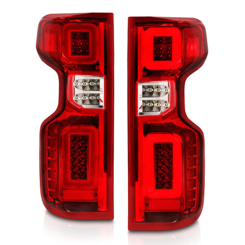 Anzo 311419 - 19-21 Chevy Silverado Work Truck Full LED Tailights Chrome Housing Red Lens G2(w/C Light Bars)