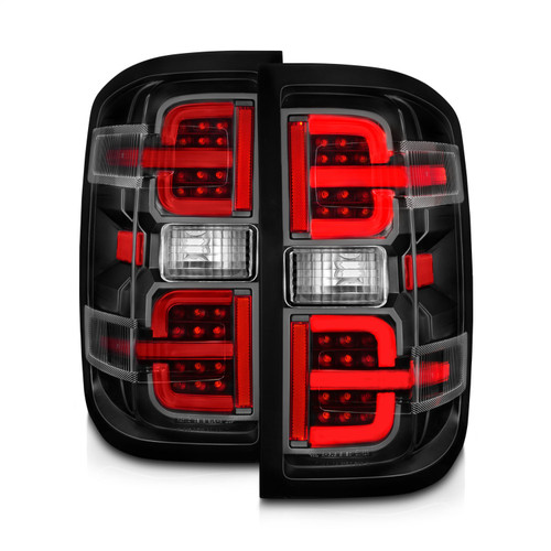 Anzo 311425 - 15-19 Chevy Silverado 2500HD/3500HD (Halgn Only) LED Tail Lights w/Black Light Bar & Clear Lens