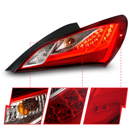 Anzo 321334 - 2010-2013 Hyundai Genesis LED Taillights Red/Clear