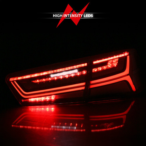 Anzo 321353 - 2012-2018 Audi A6 LED Taillight Black Housing Red/Clear Lens 4 pcs (Sequential Signal)