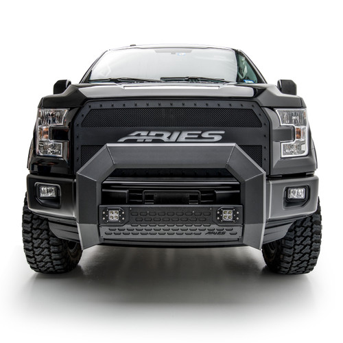 ARIES 2163100 - AdvantEDGE 5-1/2" Black Aluminum Bull Bar with Lights, Select Ford F-150