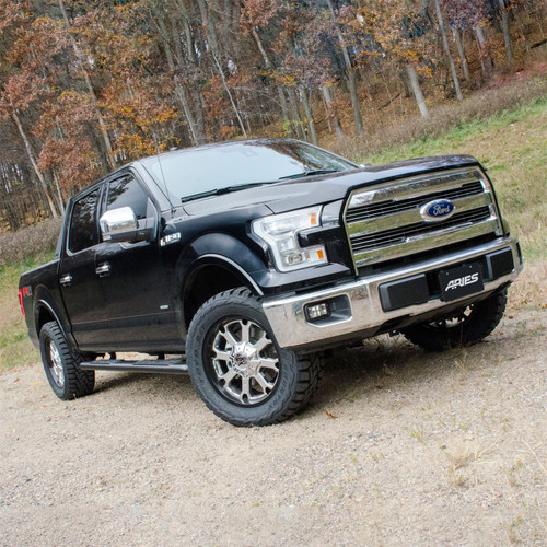 ARIES 2558048 - AscentStep 5-1/2" x 91" Black Steel Running Boards, Select Ford F-Series Crew