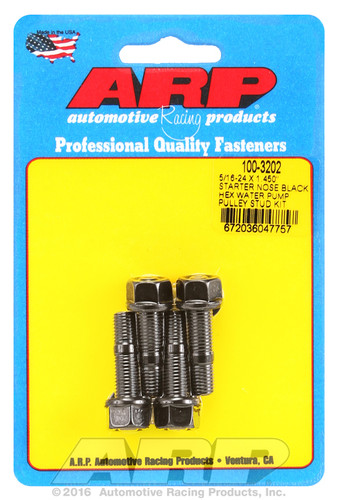ARP 100-3202 - 5/16-24 X 1.450 Starter Nose Black Hex Water Pump Pulley Stud Kit