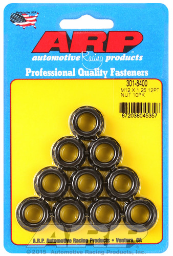 ARP 301-8400 - 12mm x 1.25 16mm Socket 12pt Nut Kit (10 pack)