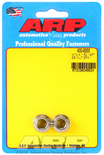 ARP 400-8355 - M10 X 1.50 SS 12mm socket 12pt Nut Kit (2-pack)