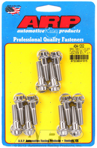 ARP 434-1202 - Chevy SBC/GenIII LS 3/8in Flange SS 12pt Header Bolt Kit
