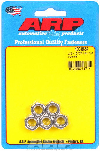 ARP 400-8654 - 3/8-16 Hex Nut Kit SS - 5 PK