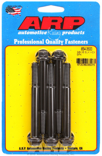 ARP 654-3500 - 3/8in - 16 x 3.500 hex 7/16 Wrenching Black Oxide Bolts (5/pkg)