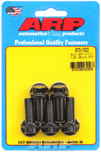 ARP 673-1002 - M10 x 1.25 x 25 12pt Black Oxide Bolts (5/pkg)
