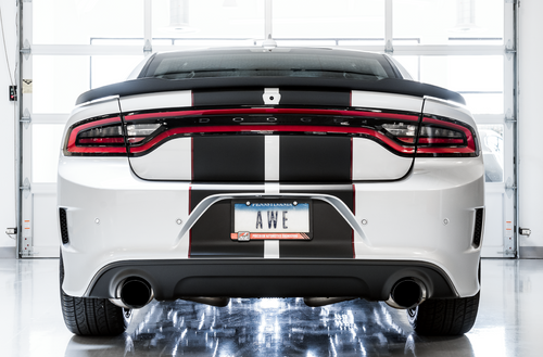 AWE 3015-33126 - 2015+ Dodge Charger 6.4L/6.2L Supercharged Track Edition Exhaust - Diamond Black Tips