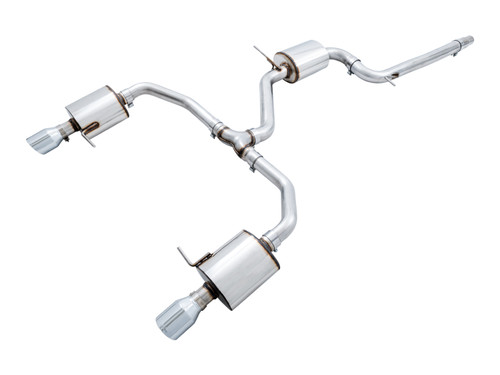 AWE 3015-22070 - 18-21 Volkswagen Jetta GLI Mk7 Touring Exhaust - Chrome Silver Tips (Fits High-Flow DP)