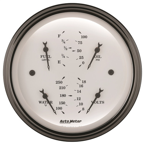 AutoMeter 1614 - Gauge Quad 3-3/8in. 0 Ohm(e) to 90 Ohm(f)Elec Old Tyme White
